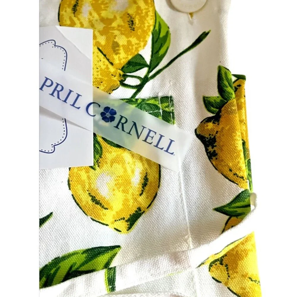 April Cornell Lemons Lemon Apron French Country 100% Cotton Yellow White